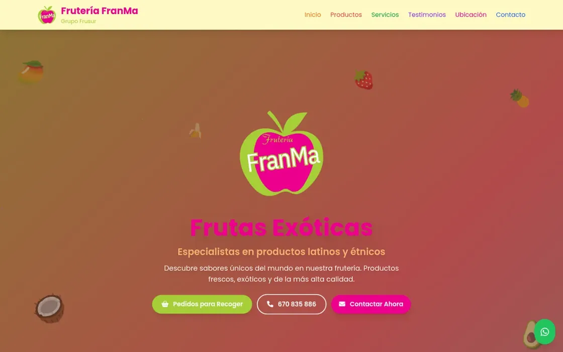 Captura de la web de la frutería